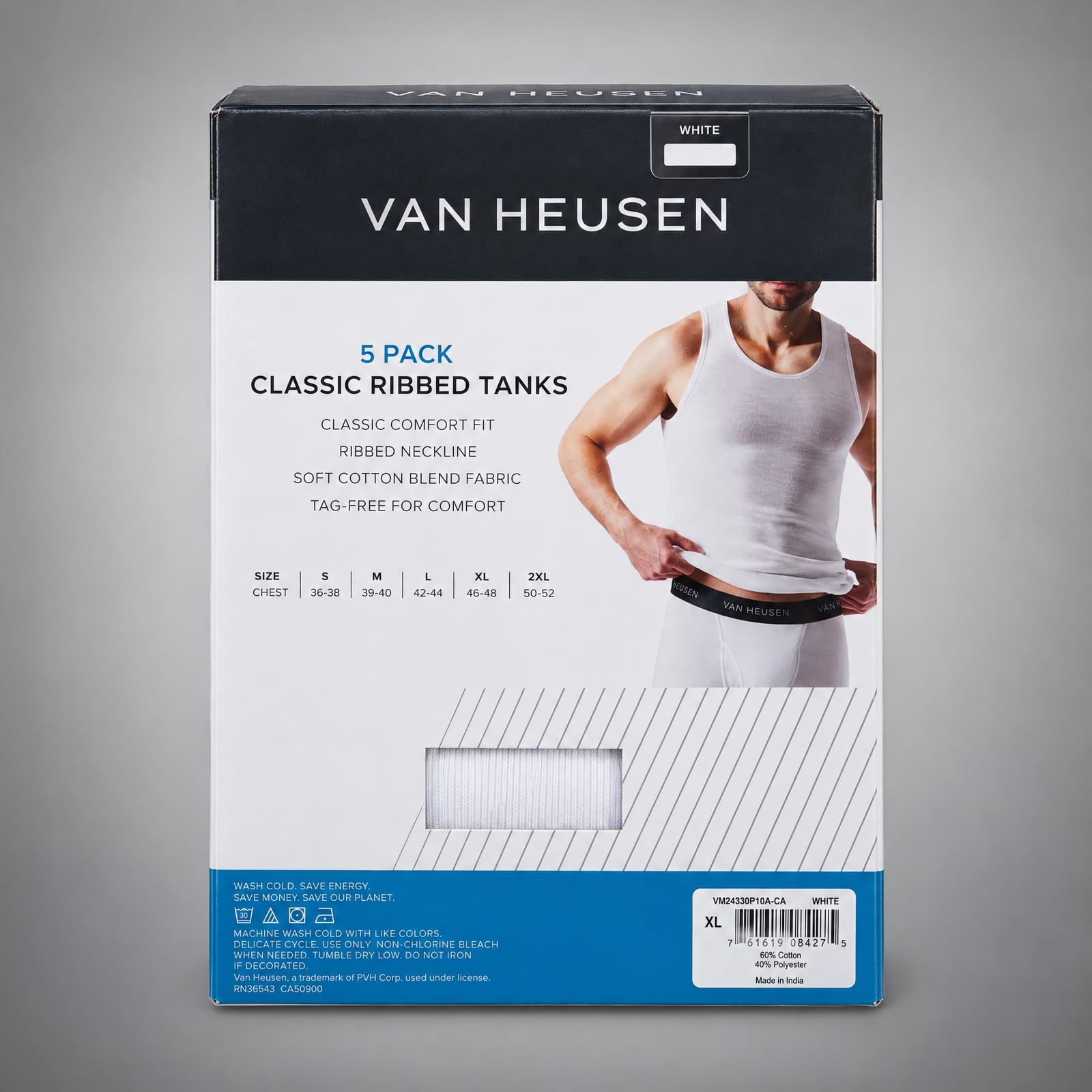 VAN HEUSEN 5 Pack CLASSIC RIBBED TANKS