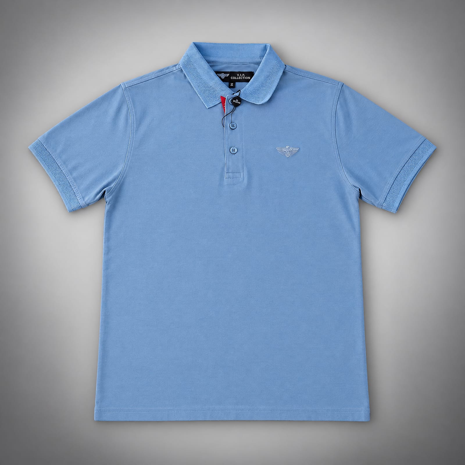V.I.P. COLLECTION Playera Negra De 3 Botones Al Cuello