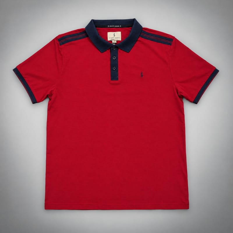 SCOTT JAMES Playera Roja Con Color Azul Marino SCOTT JAMES
